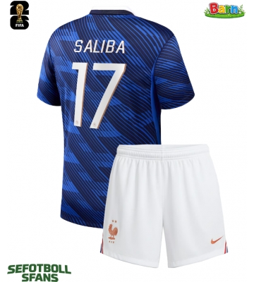 Frankrike William Saliba #17 Hemmaställ Barn VM 2026 Kortärmad (+ Korta byxor)